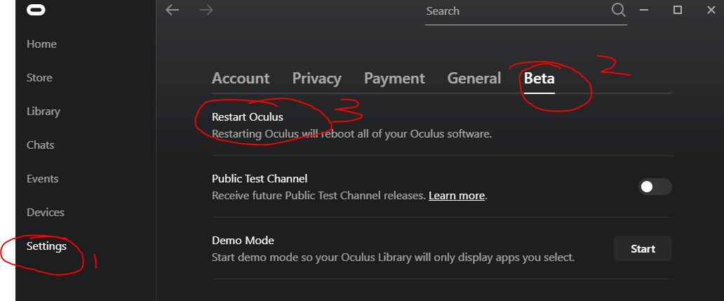restart oculus app